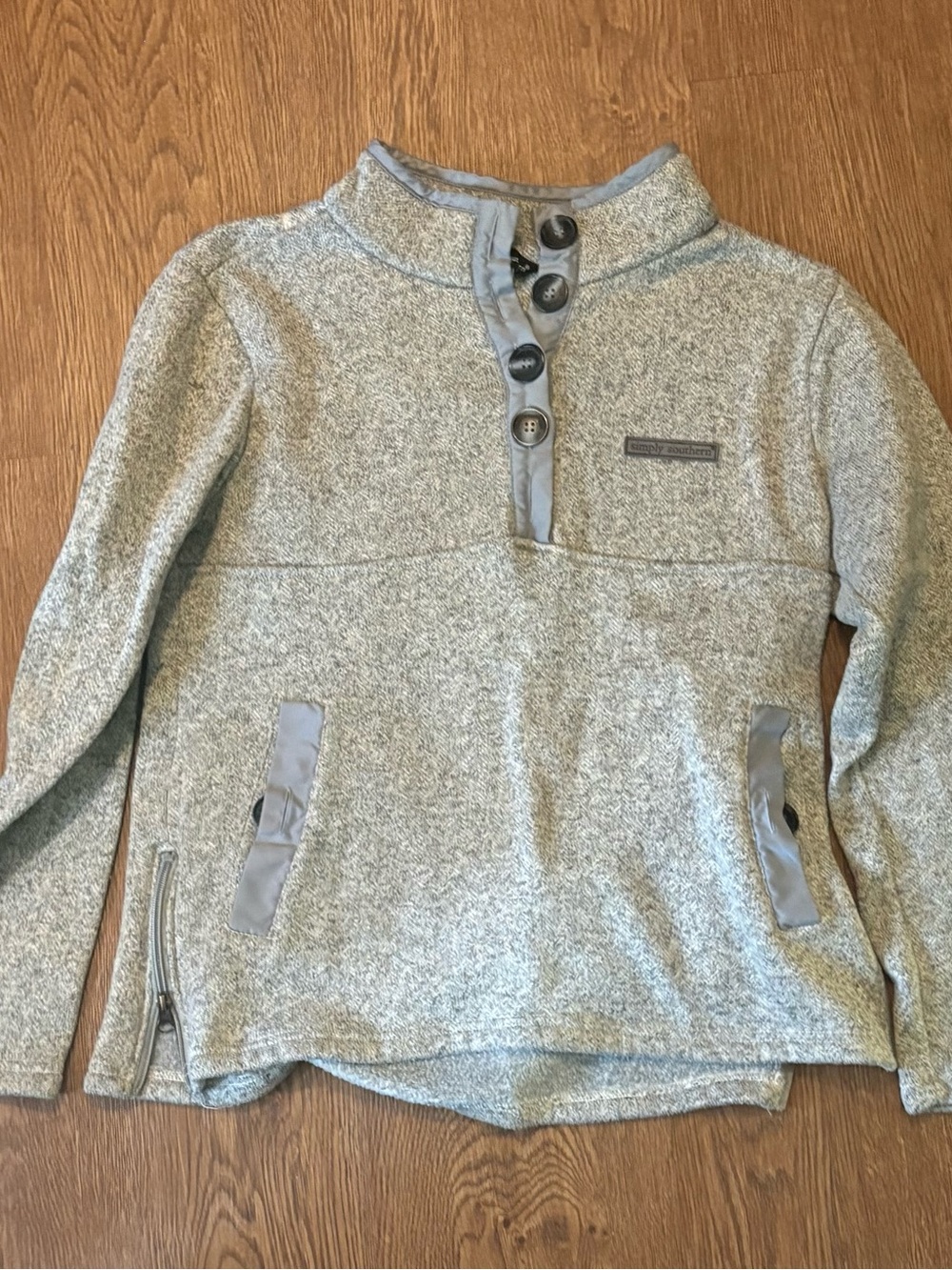 Simply Southern Gray Marled Pullover Sweatshirt- L